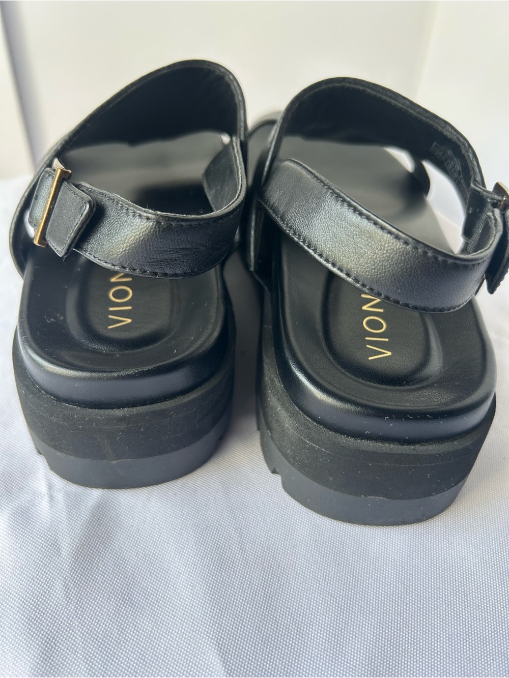 Vionic Black Platform Leather Sandals - Picture 3 of 6